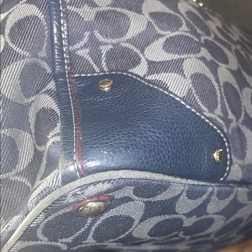 Coach Mickie Satchel  Signature C Denim and Leather Trim GUC - Picture 13 of 16